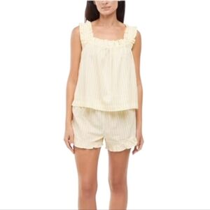 Gap Yellow Ruffle Cotton Pajama Short Set